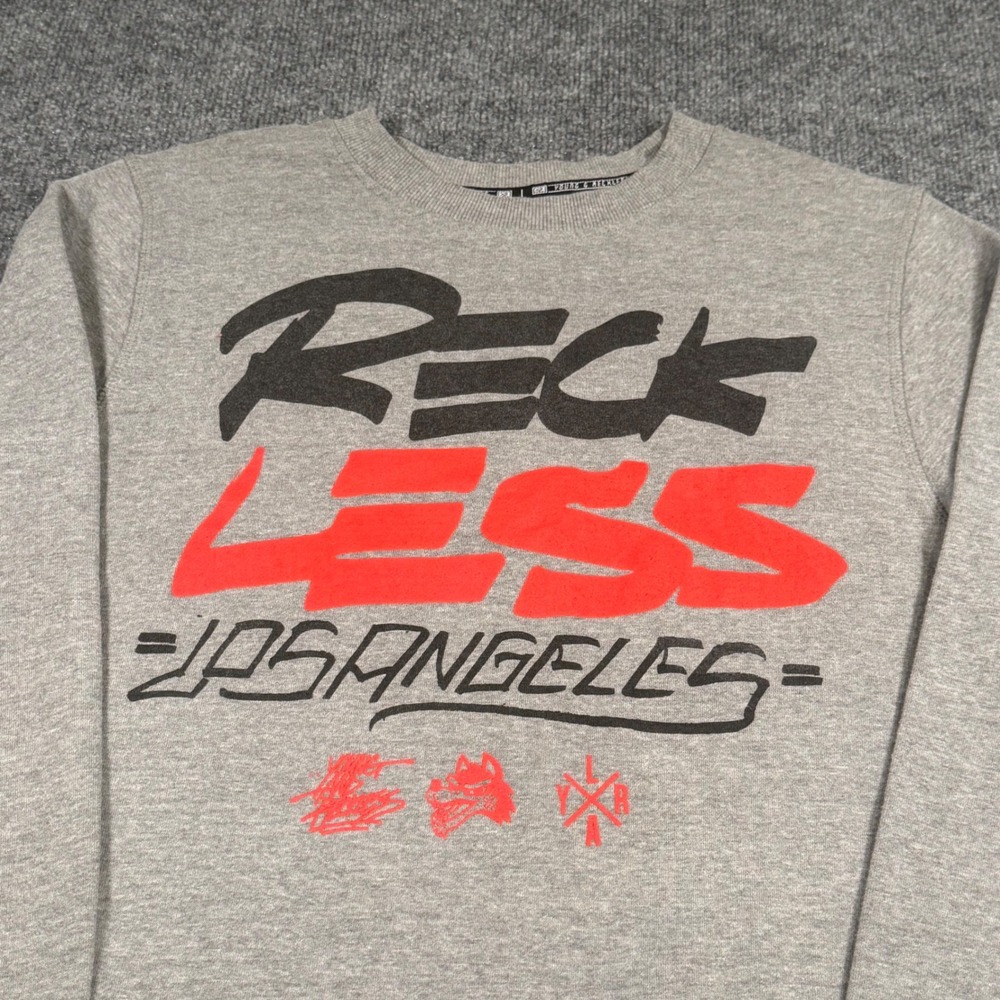 Young & Reckless Mens XL Gray Los Angeles Graphic Crewneck Sweatshirt Fleece
